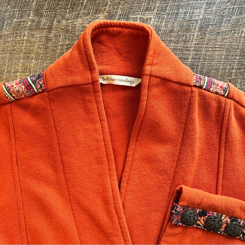 Soft Surroundings Nuance Orange Jacket with Tapestry Accent and Filigree Button - Picture 11 of 16